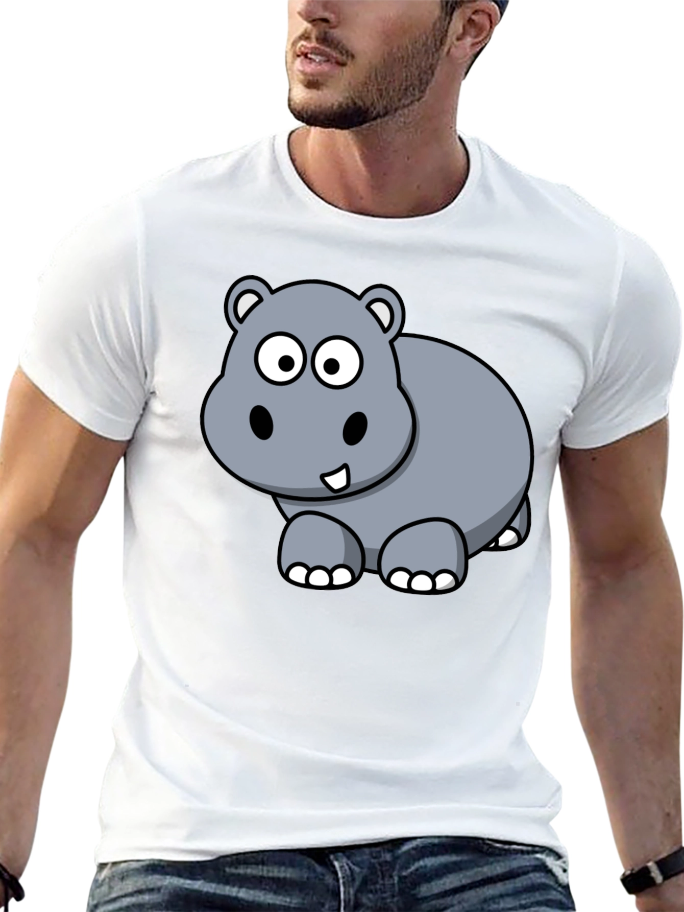 Cute Hippo Cartoon Graphic T-Shirt