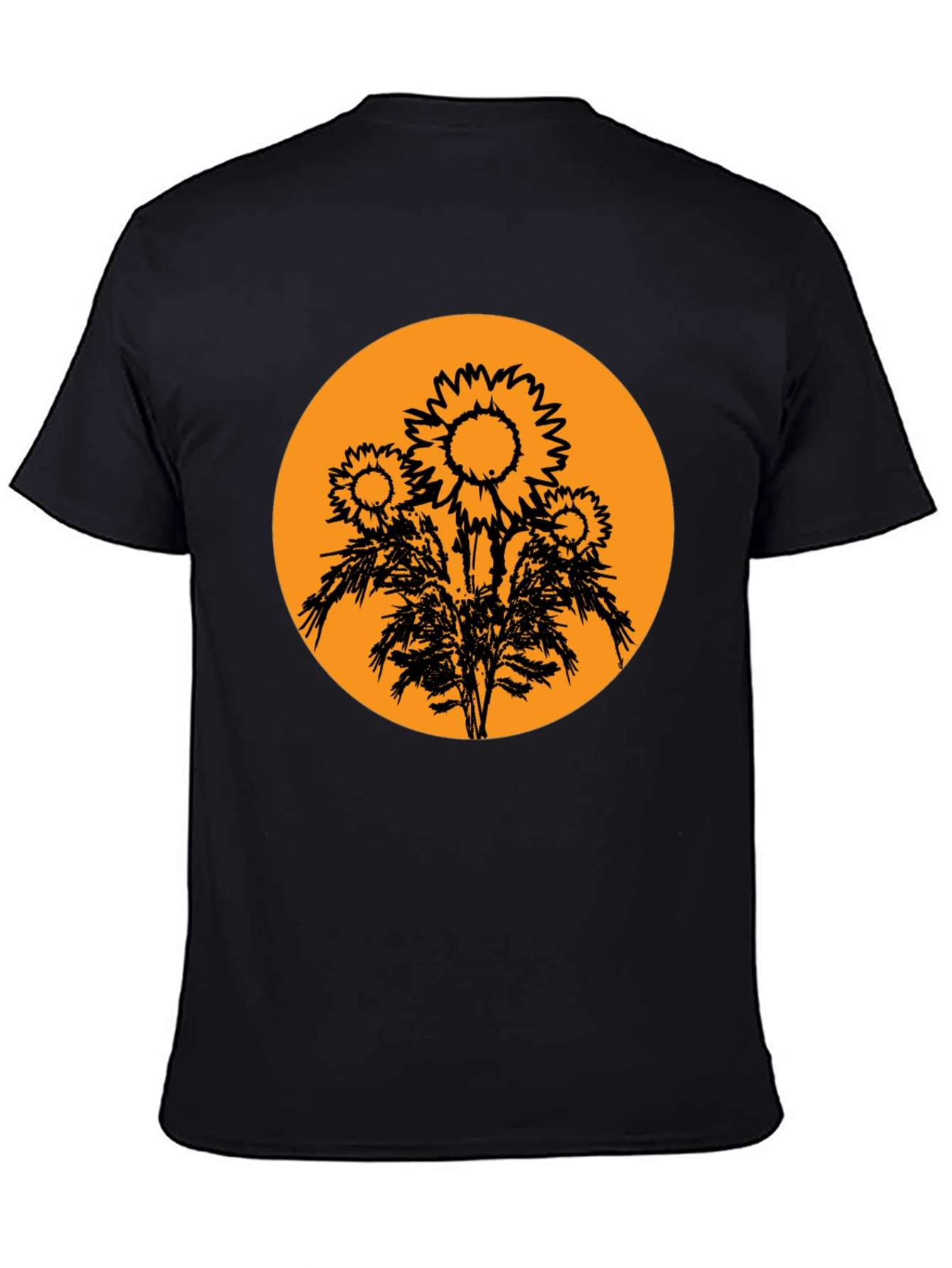 Sunflower Graphic Tee - Black Cotton T-Shirt