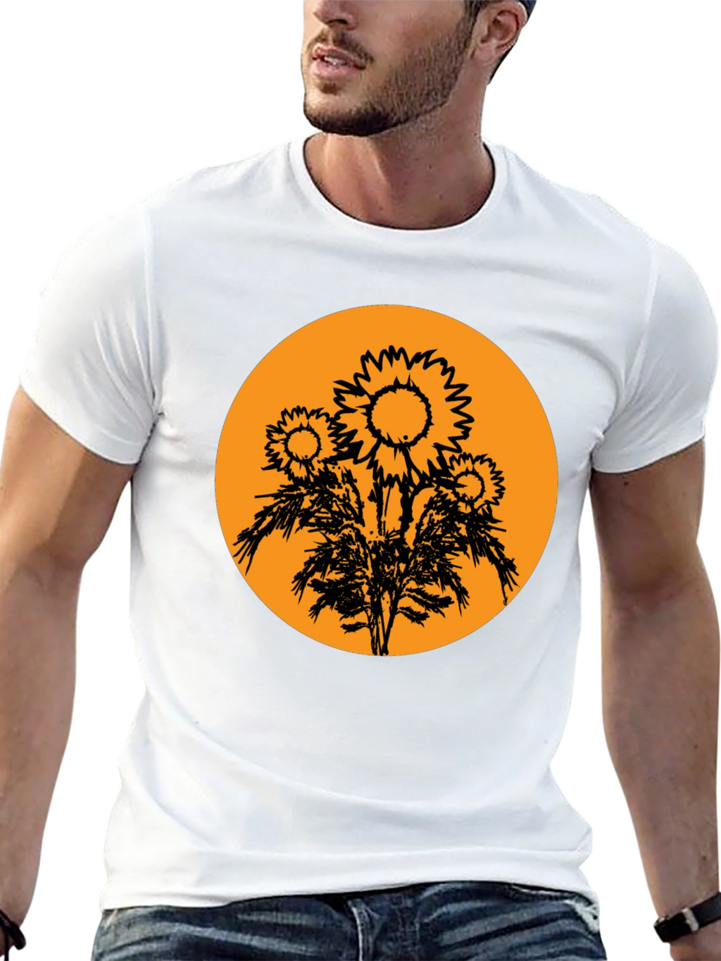 Sunflower Graphic Tee - Black Cotton T-Shirt