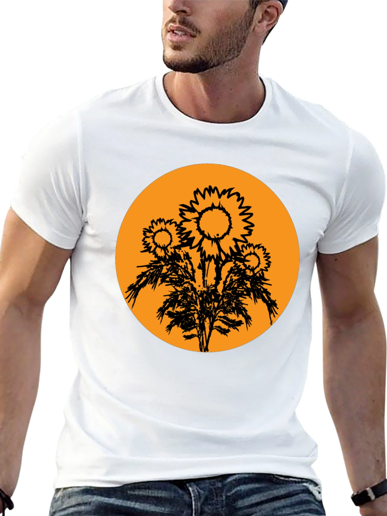 Sunflower Graphic Tee - Black Cotton T-Shirt
