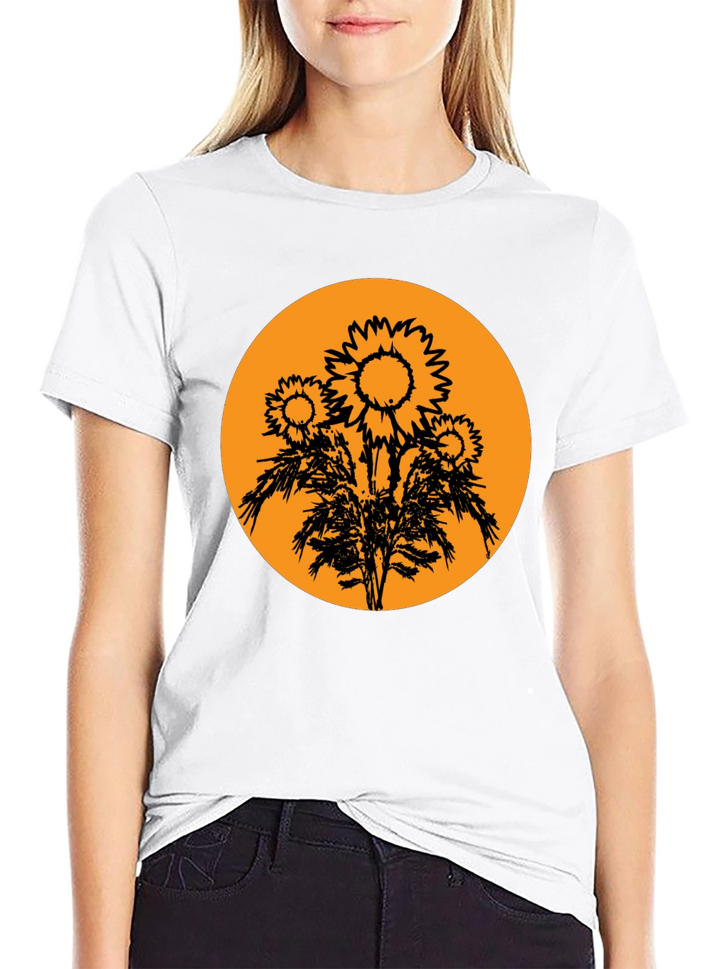 Sunflower Graphic Tee - Black Cotton T-Shirt