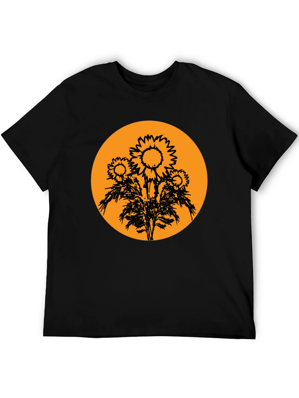 Sunflower Graphic Tee - Black Cotton T-Shirt