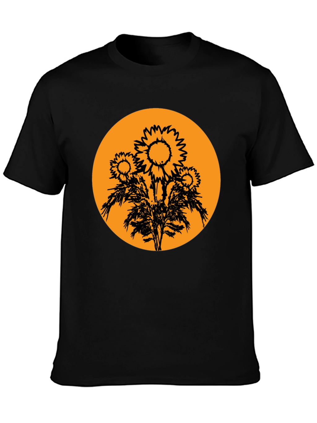 Sunflower Graphic Tee - Black Cotton T-Shirt