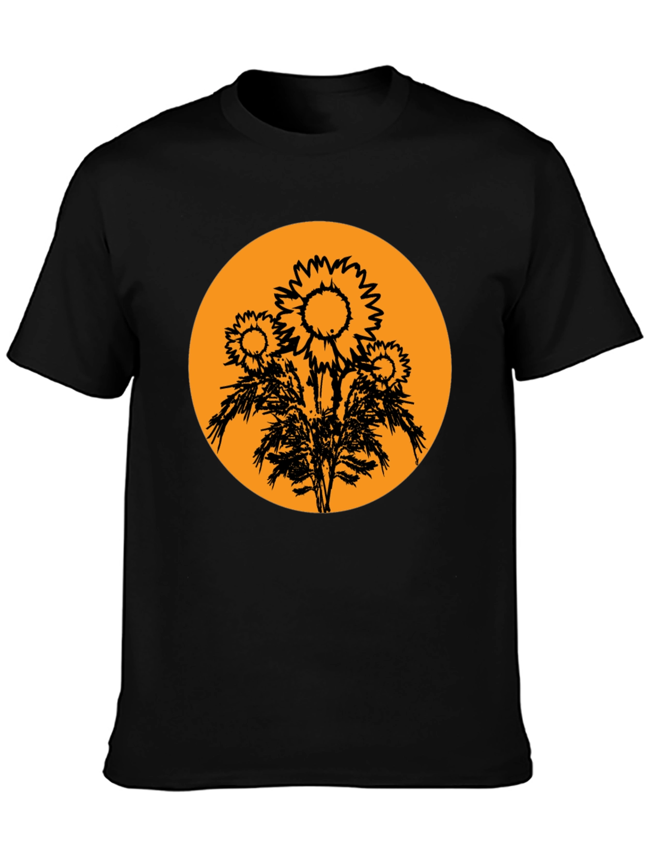 Sunflower Graphic Tee - Black Cotton T-Shirt