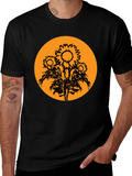 Sunflower Graphic Tee - Black Cotton T-Shirt