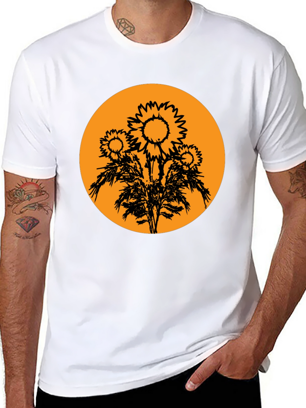 Sunflower Graphic Tee - Black Cotton T-Shirt