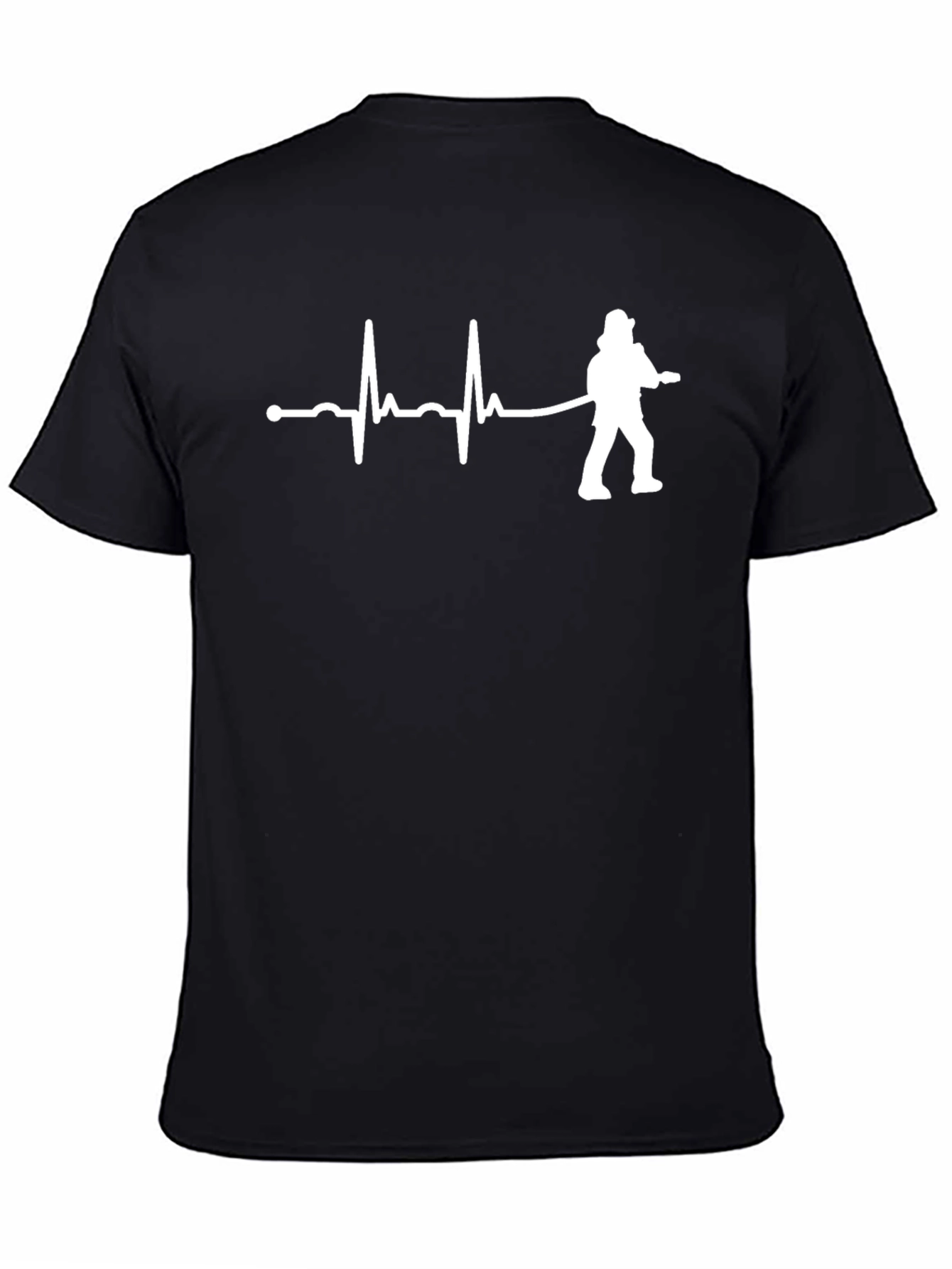 Firefighter Heartbeat T-Shirt - Black