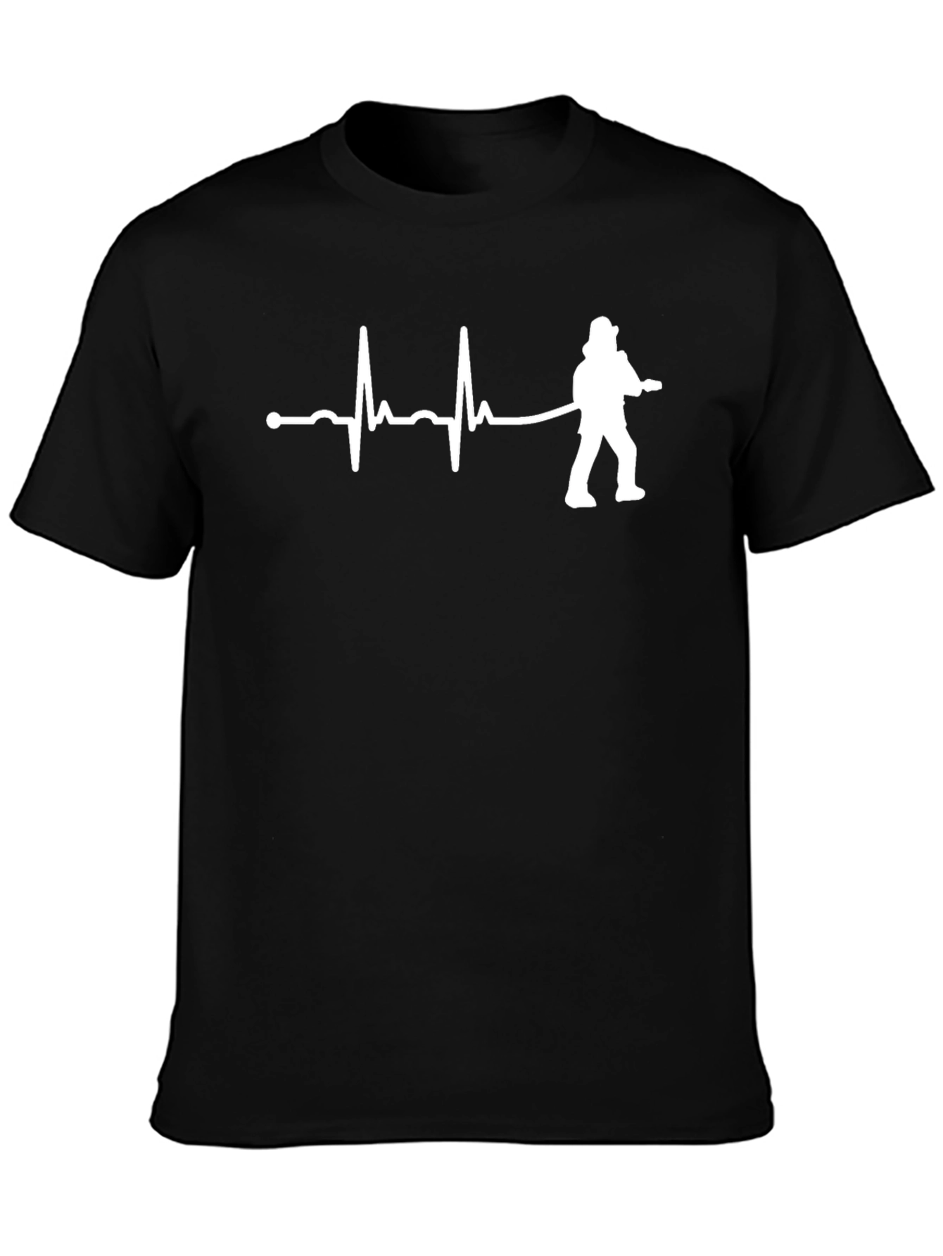 Firefighter Heartbeat T-Shirt - Black