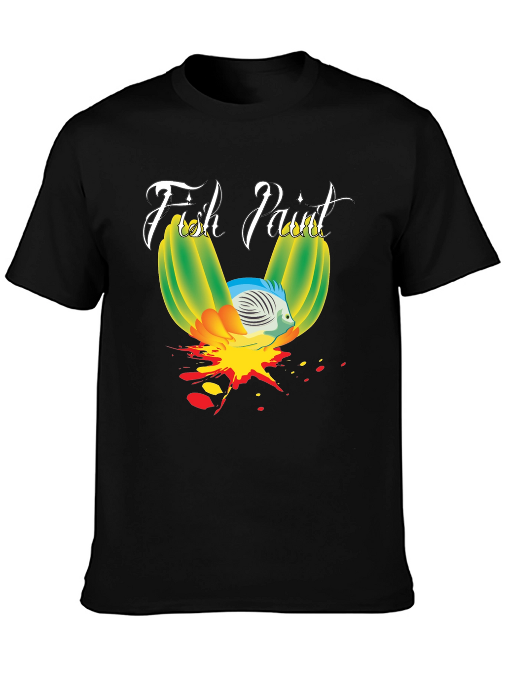 Fish Paint Graphic T-Shirt - Black