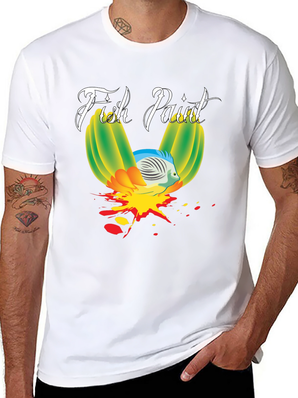 Fish Paint Graphic T-Shirt - Black