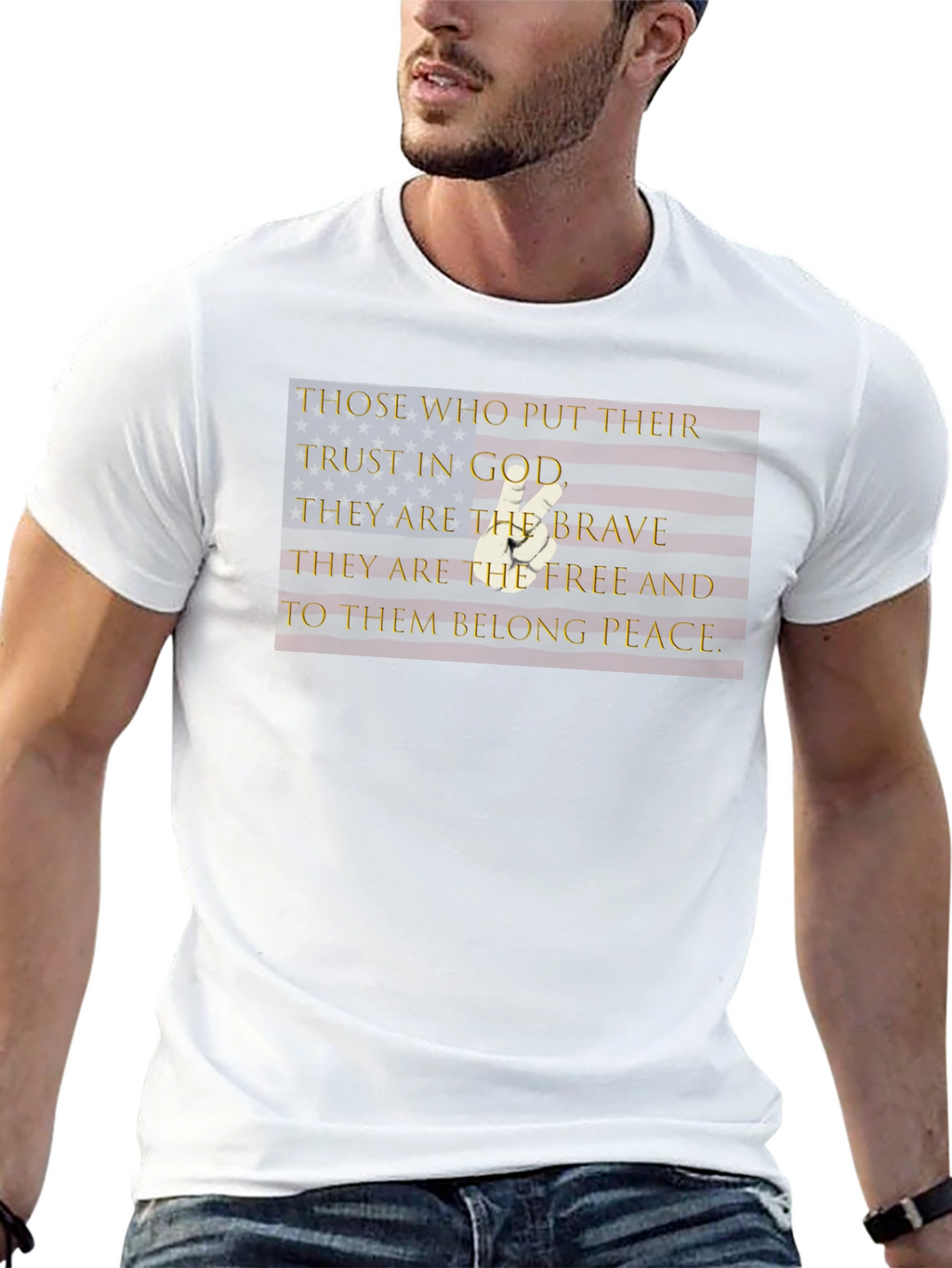 Patriotic Faith T-Shirt: God Brave Free & Peace