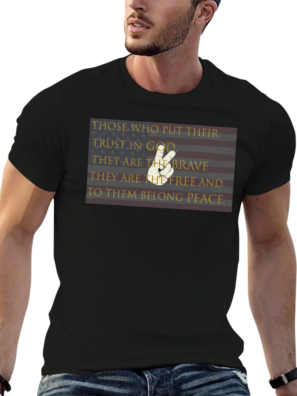 Patriotic Faith T-Shirt: God Brave Free & Peace
