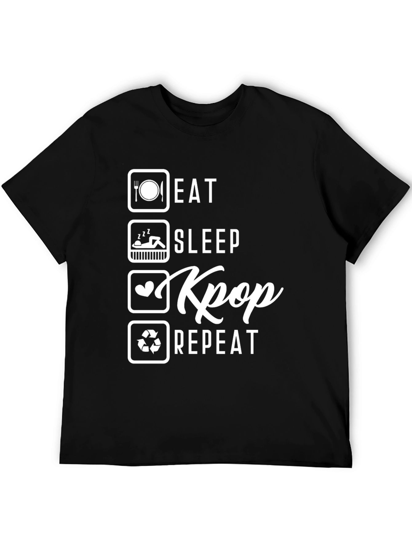 Eat Sleep Kpop Repeat Graphic Tee - Stylish Comfort