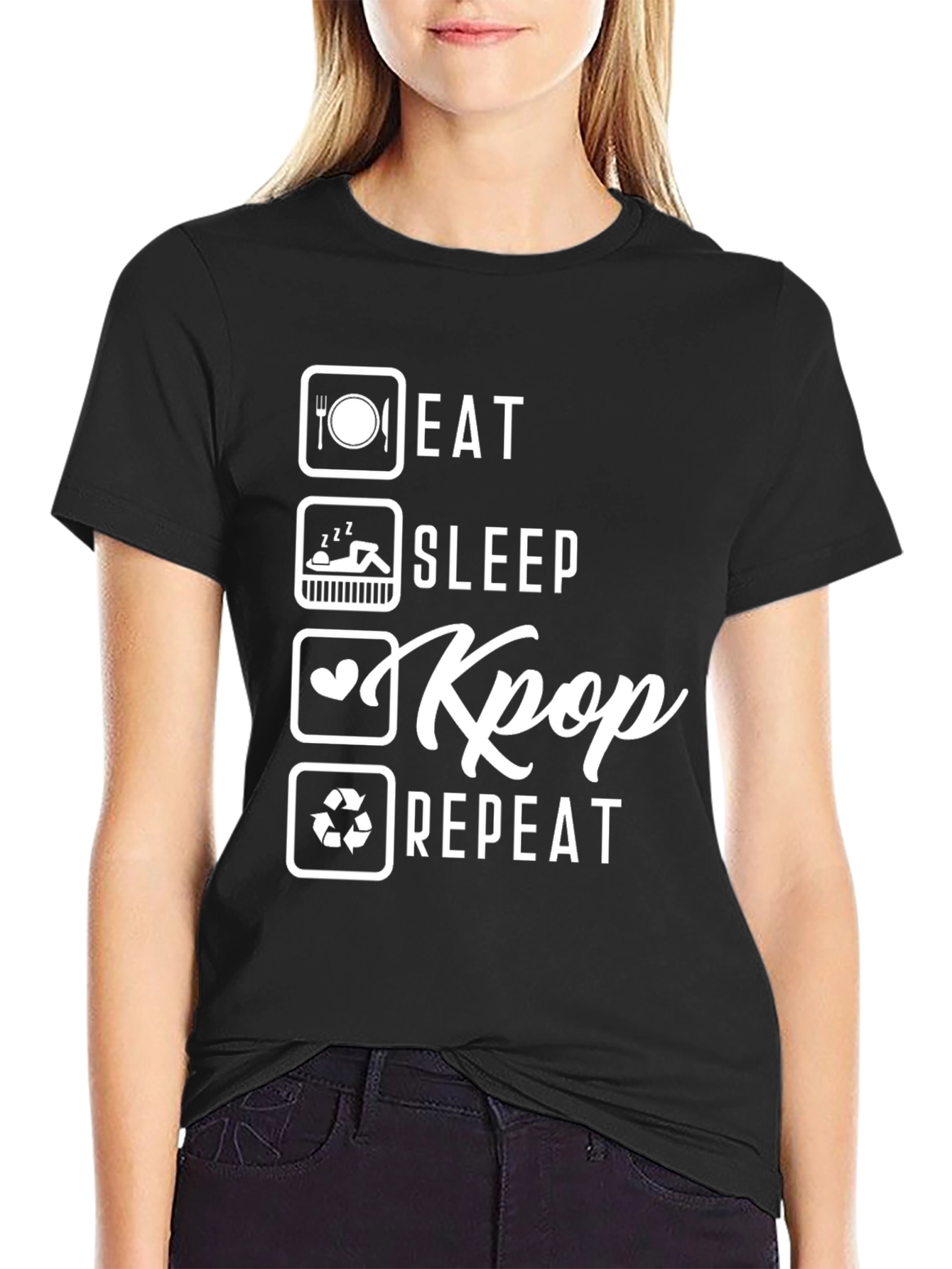Eat Sleep Kpop Repeat Graphic Tee - Stylish Comfort