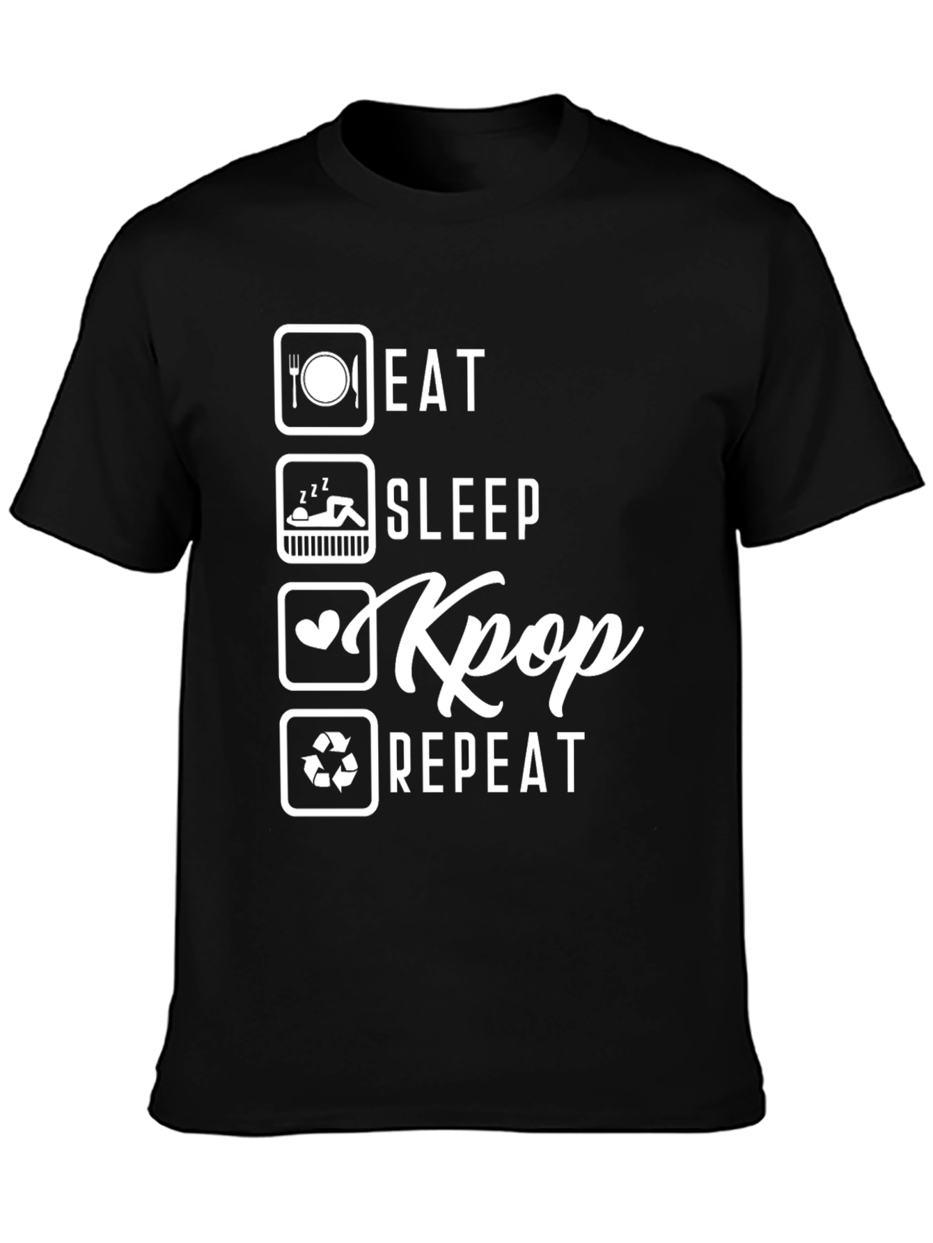 Eat Sleep Kpop Repeat Graphic Tee - Stylish Comfort