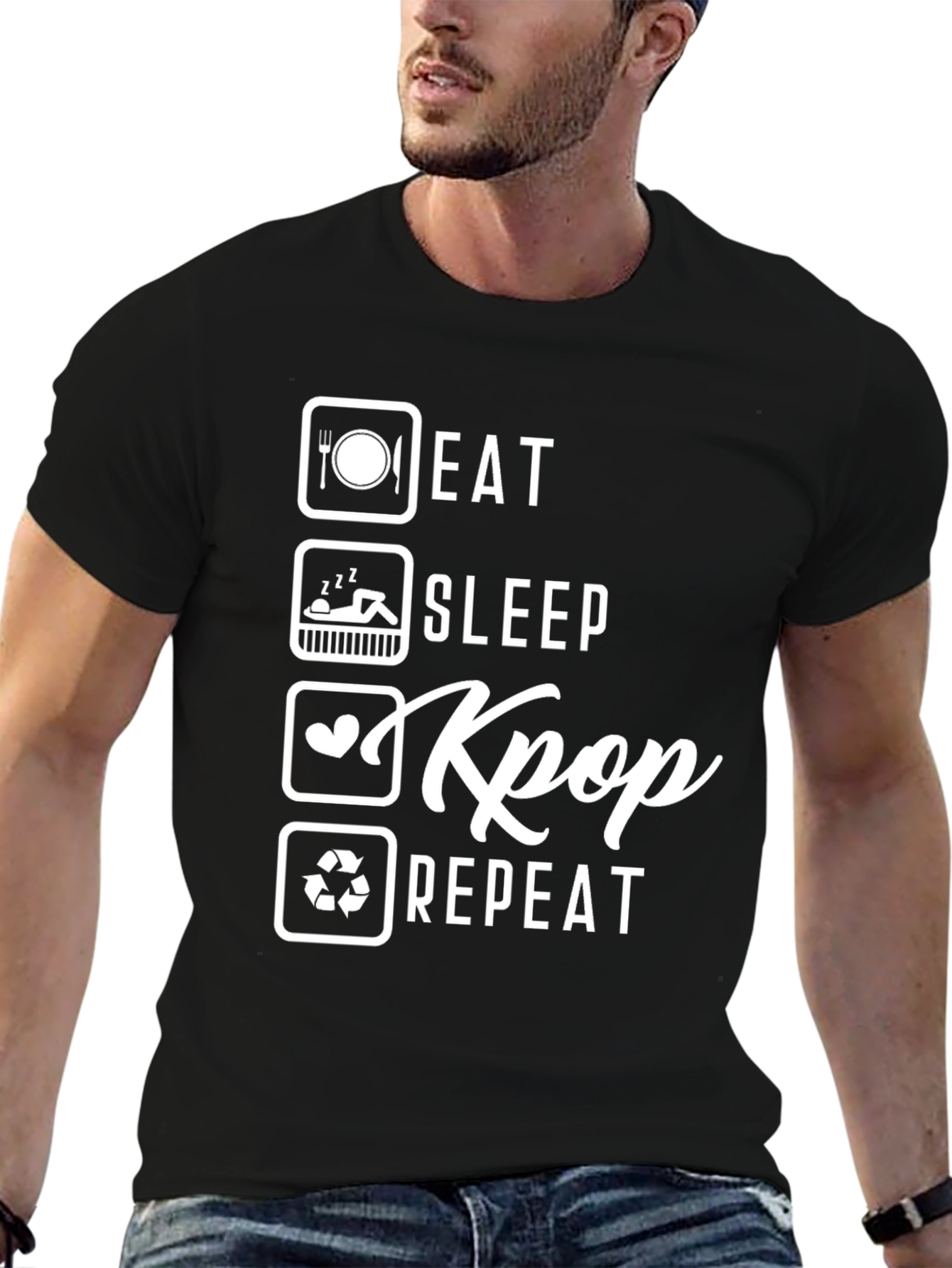Eat Sleep Kpop Repeat Graphic Tee - Stylish Comfort