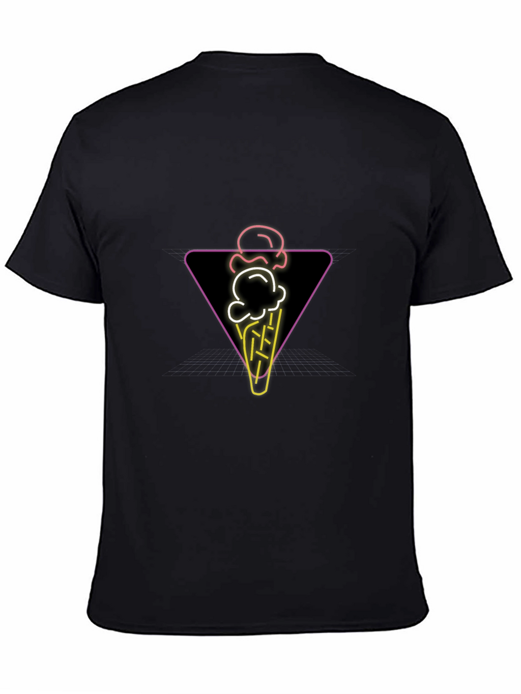 Neon Ice Cream Cone Graphic Tee - Black