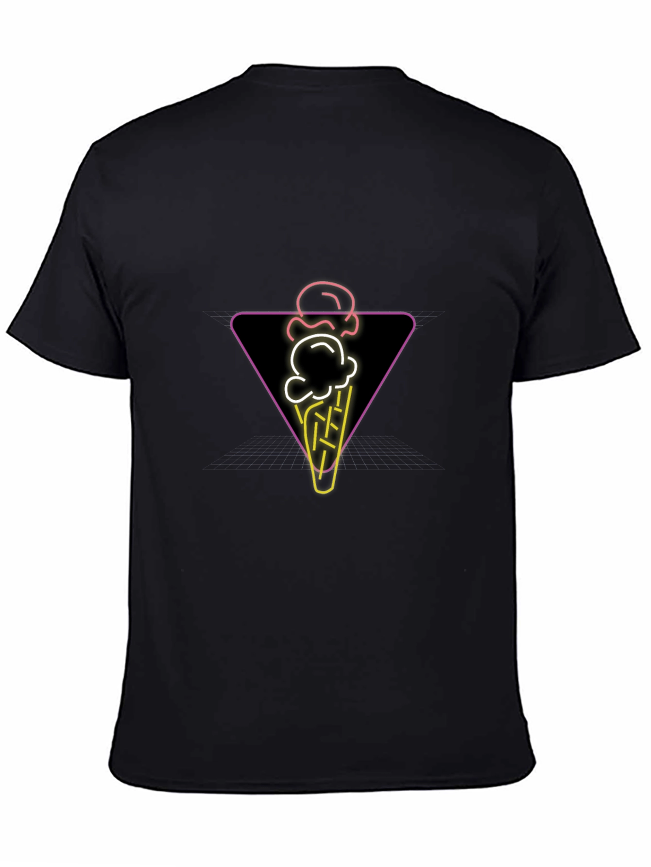 Neon Ice Cream Cone Graphic Tee - Black
