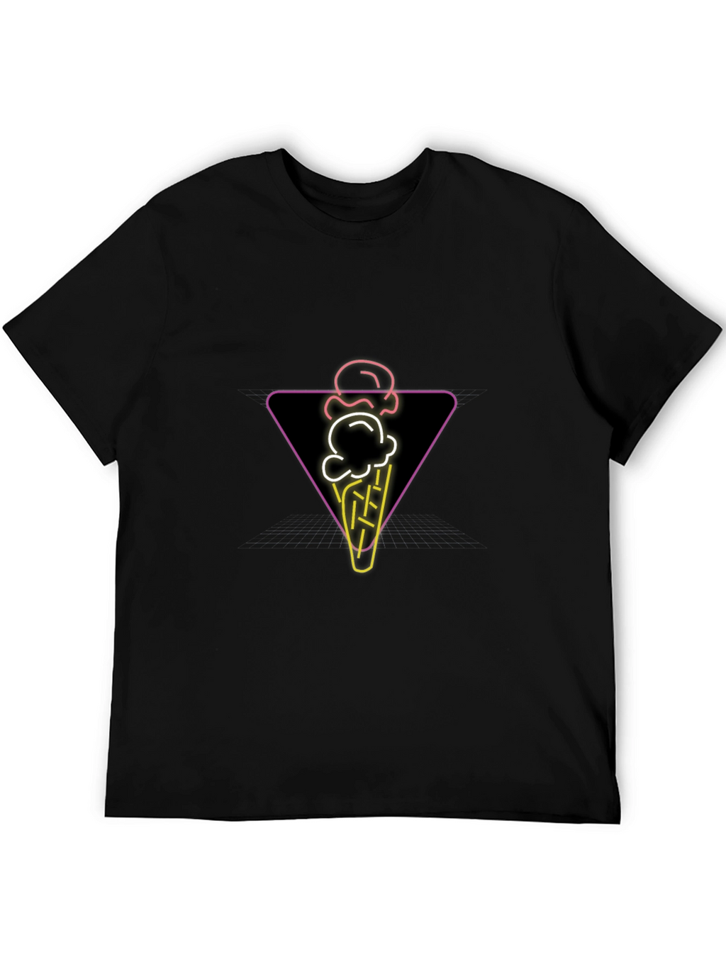 Neon Ice Cream Cone Graphic Tee - Black