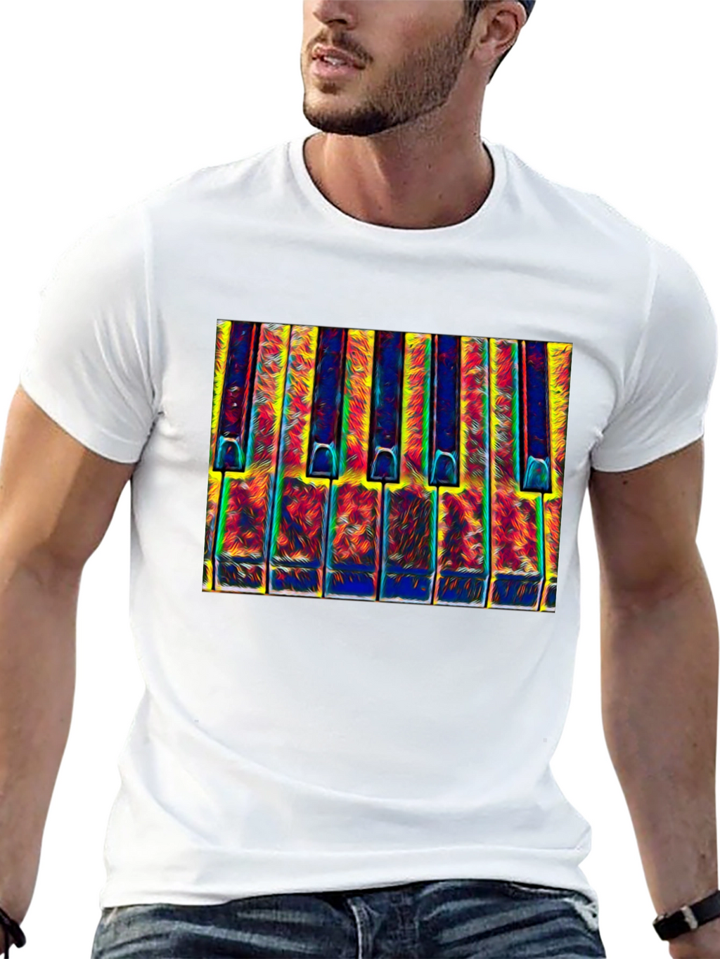 Psychedelic Piano Keys Graphic T-Shirt