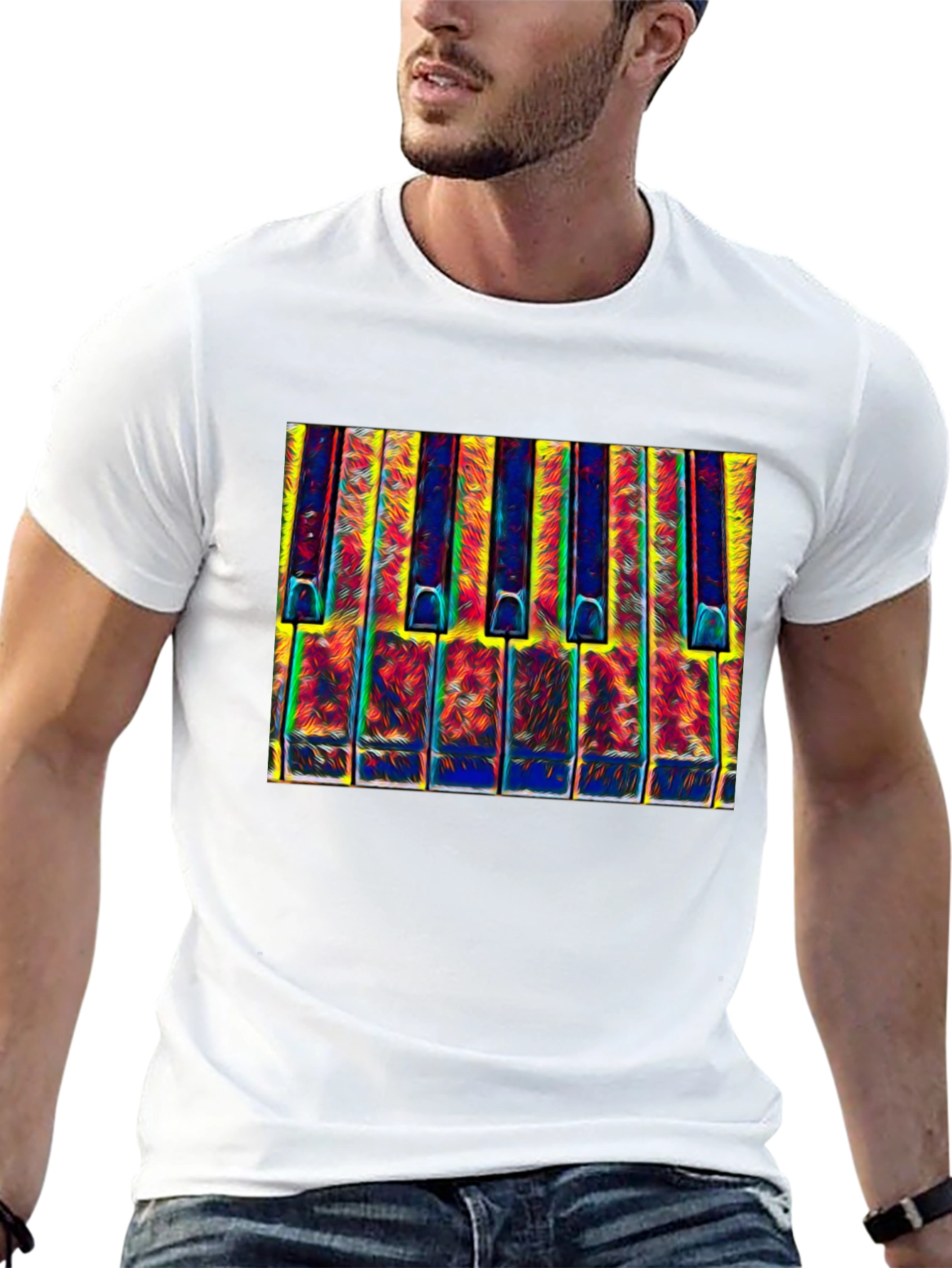 Psychedelic Piano Keys Graphic T-Shirt