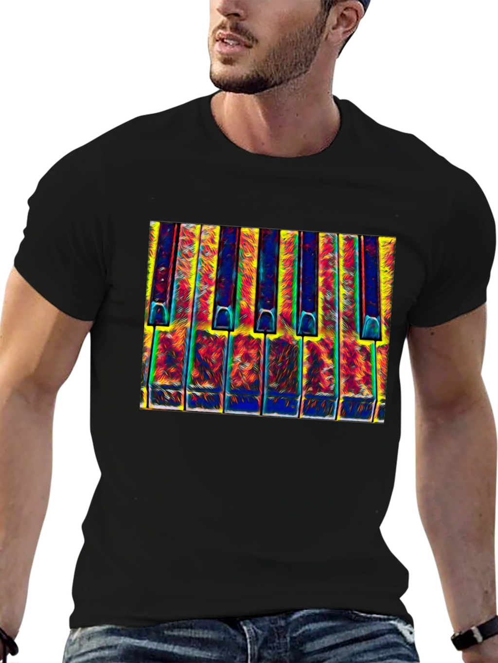 Psychedelic Piano Keys Graphic T-Shirt