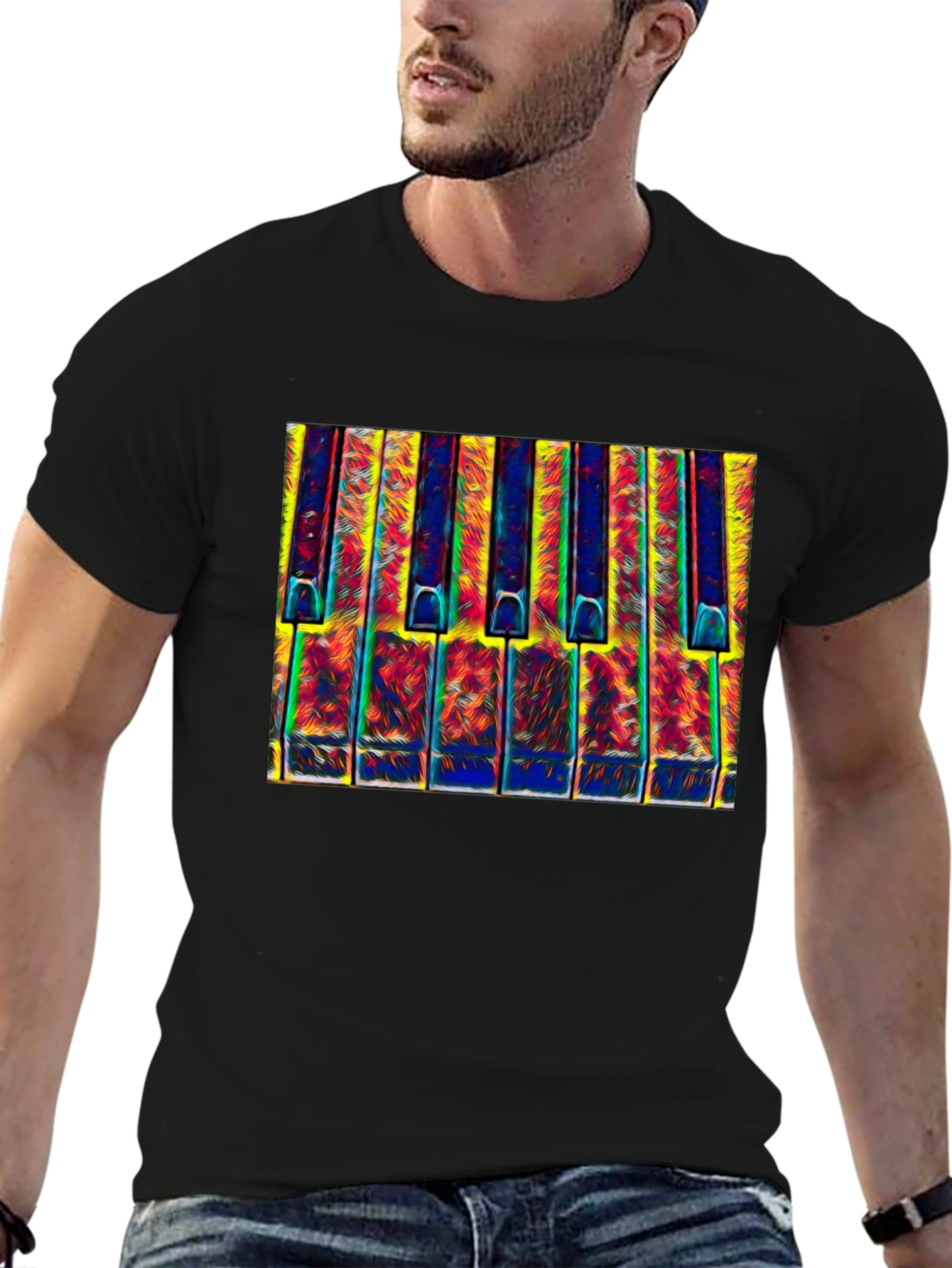 Psychedelic Piano Keys Graphic T-Shirt