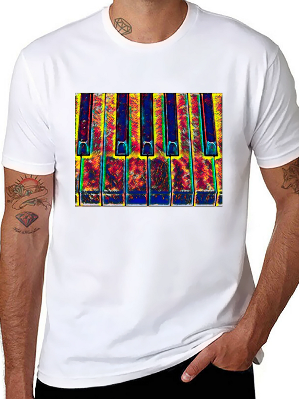 Psychedelic Piano Keys Graphic T-Shirt