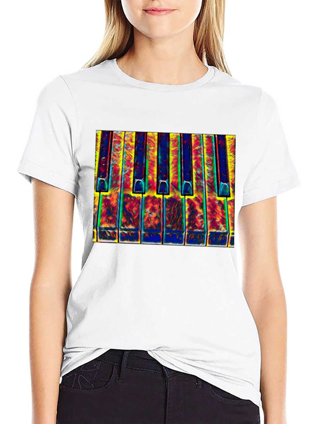 Psychedelic Piano Keys Graphic T-Shirt
