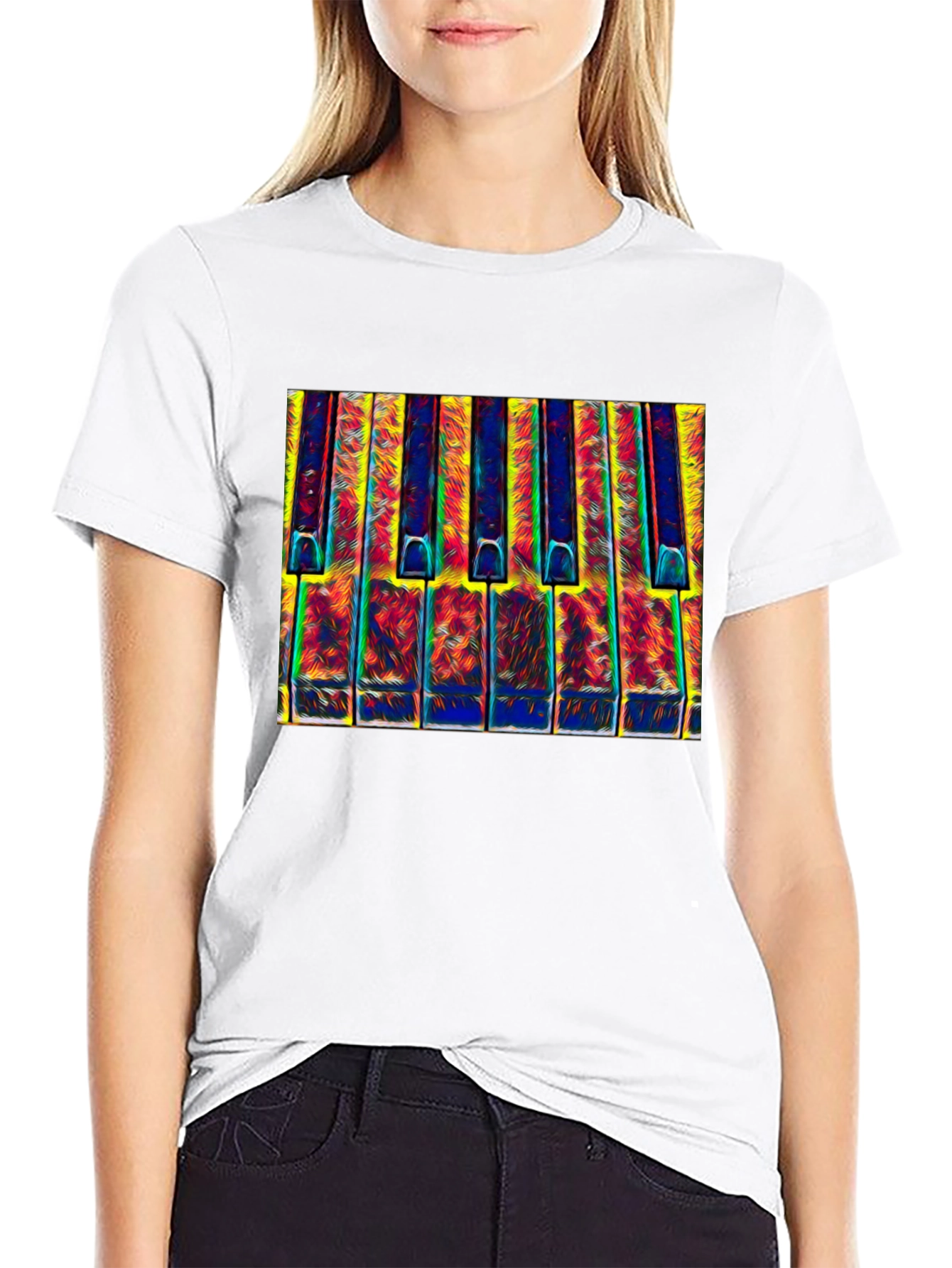 Psychedelic Piano Keys Graphic T-Shirt