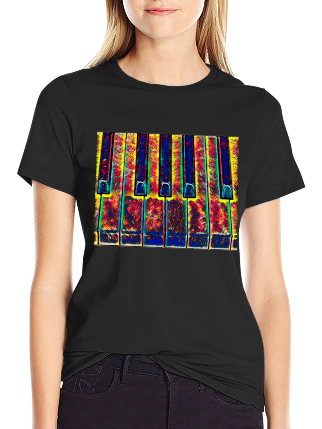 Psychedelic Piano Keys Graphic T-Shirt