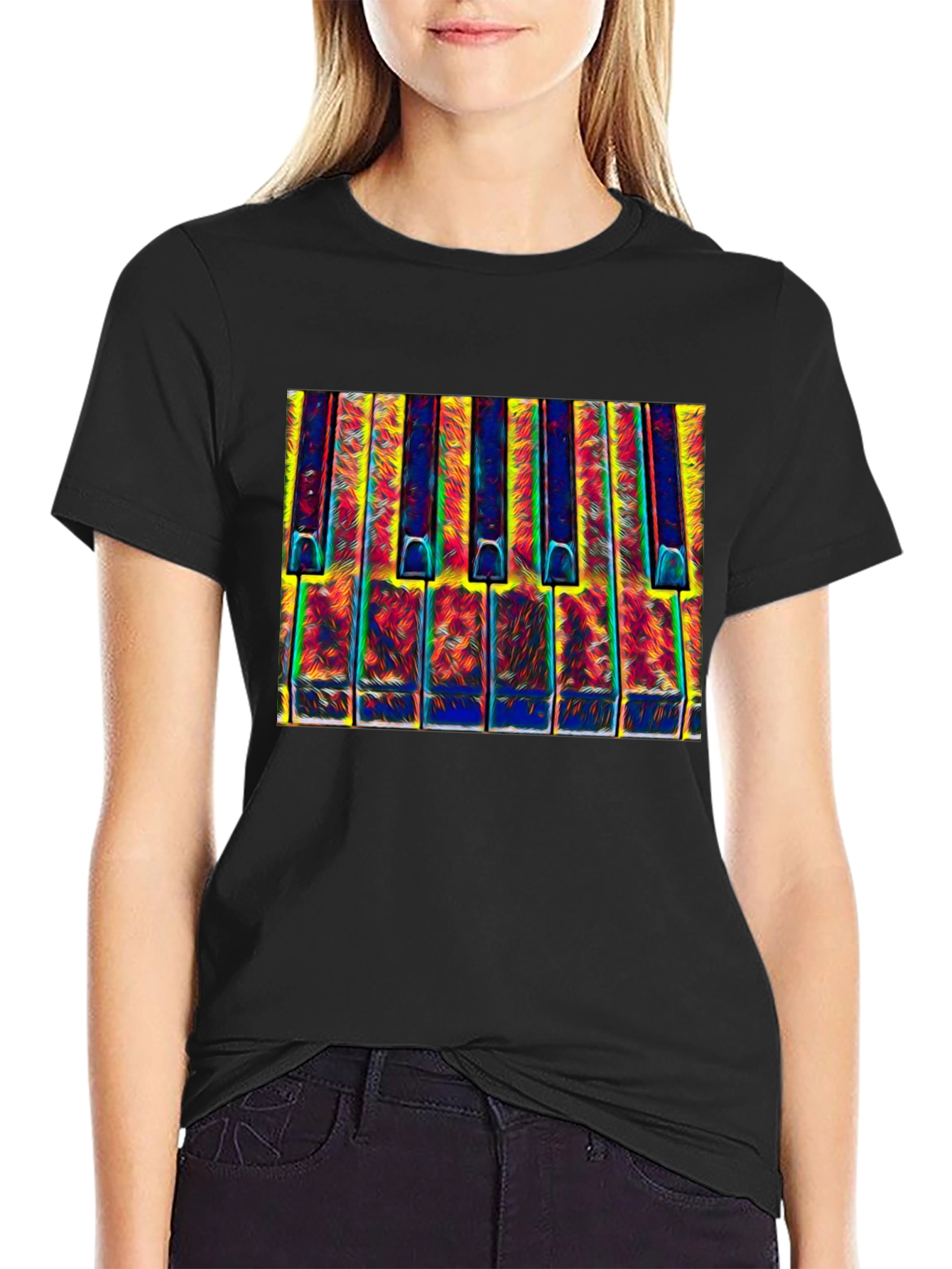 Psychedelic Piano Keys Graphic T-Shirt
