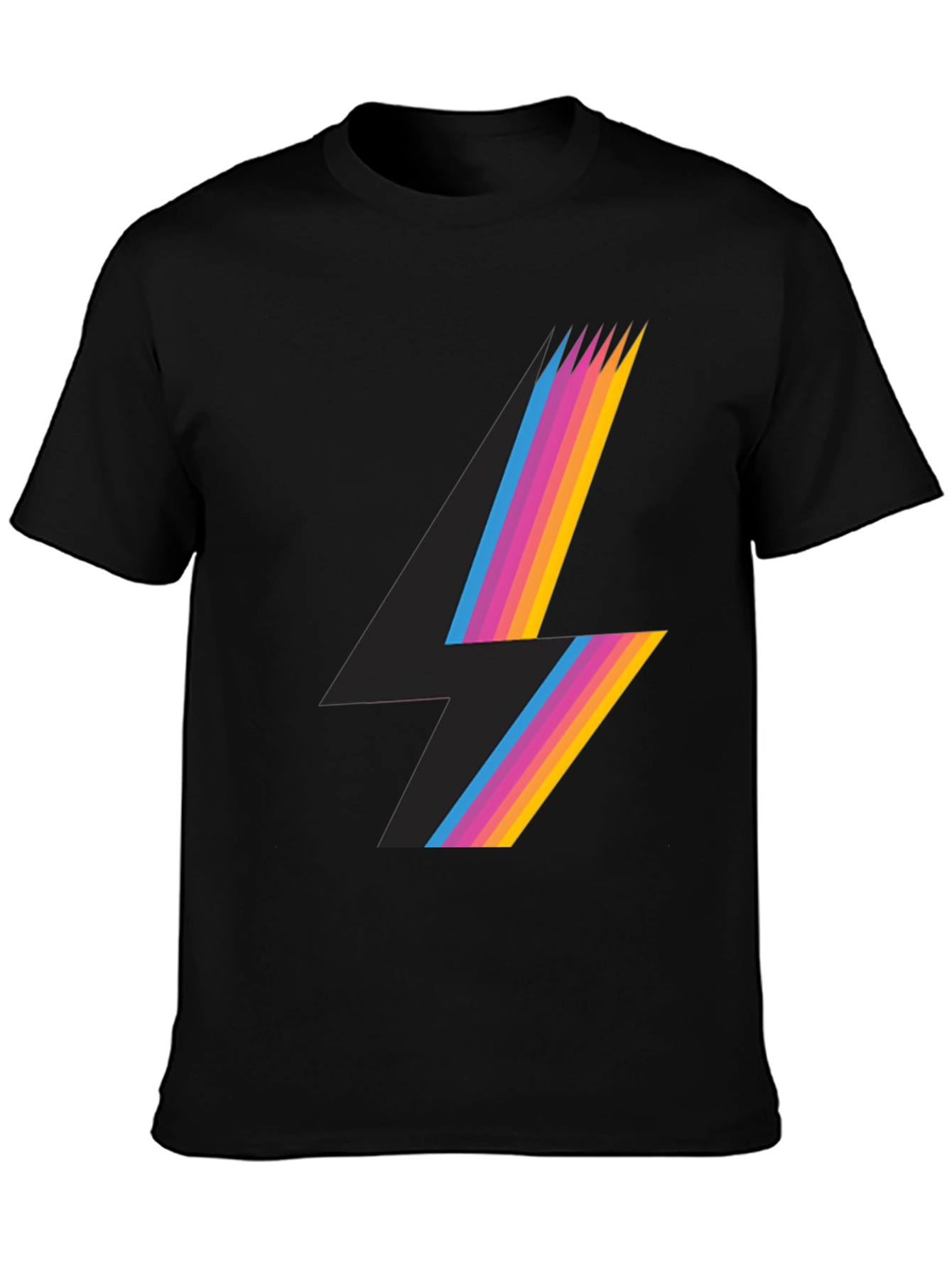 Retro Lightning Bolt Graphic Tee - Black