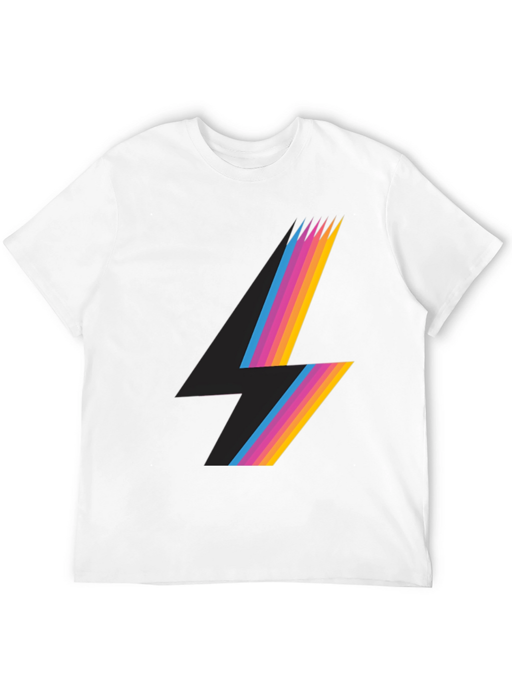 Retro Lightning Bolt Graphic Tee - Black
