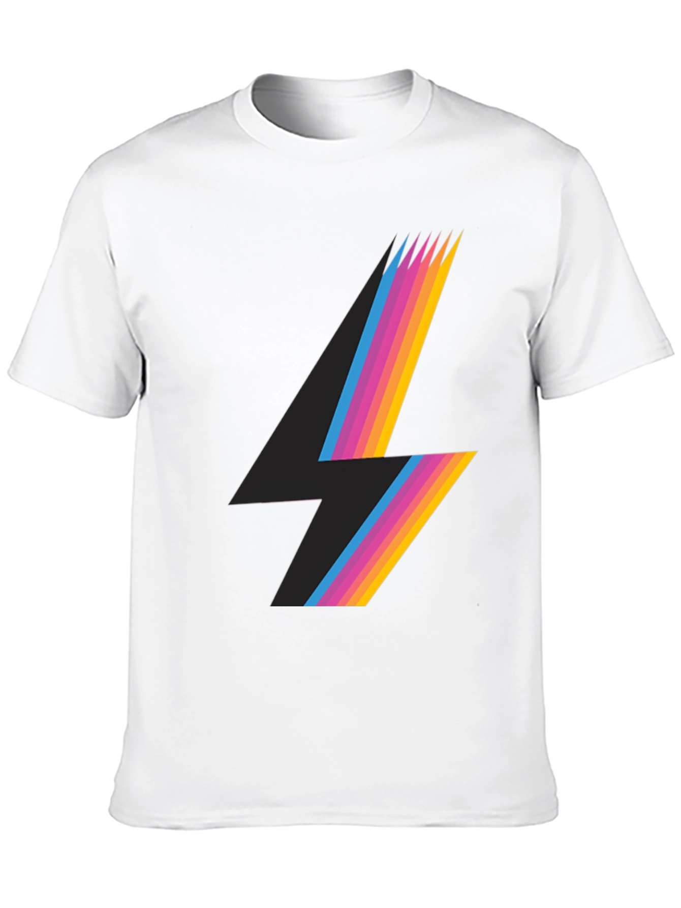 Retro Lightning Bolt Graphic Tee - Black
