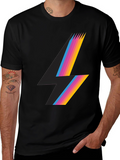 Retro Lightning Bolt Graphic Tee - Black