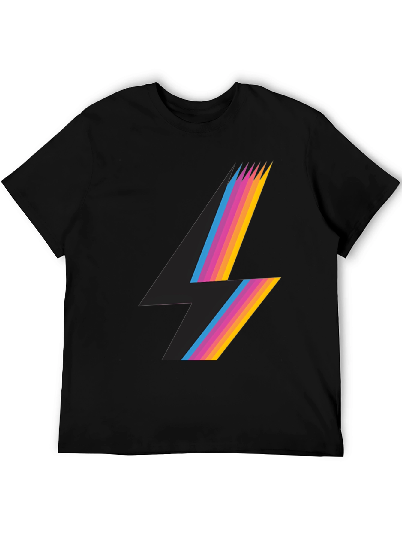 Retro Lightning Bolt Graphic Tee - Black