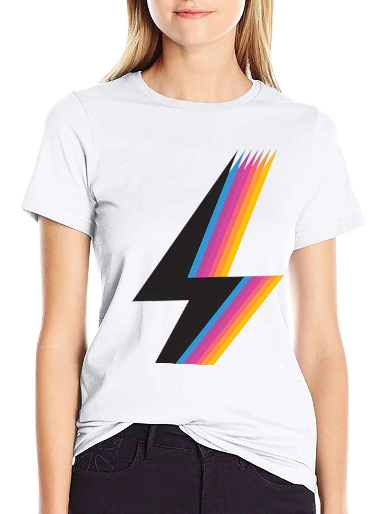 Retro Lightning Bolt Graphic Tee - Black