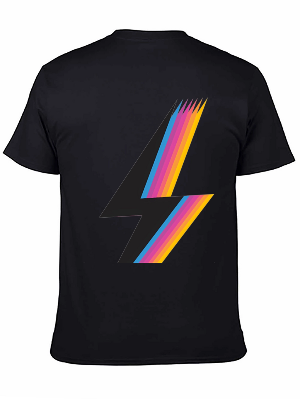 Retro Lightning Bolt Graphic Tee - Black