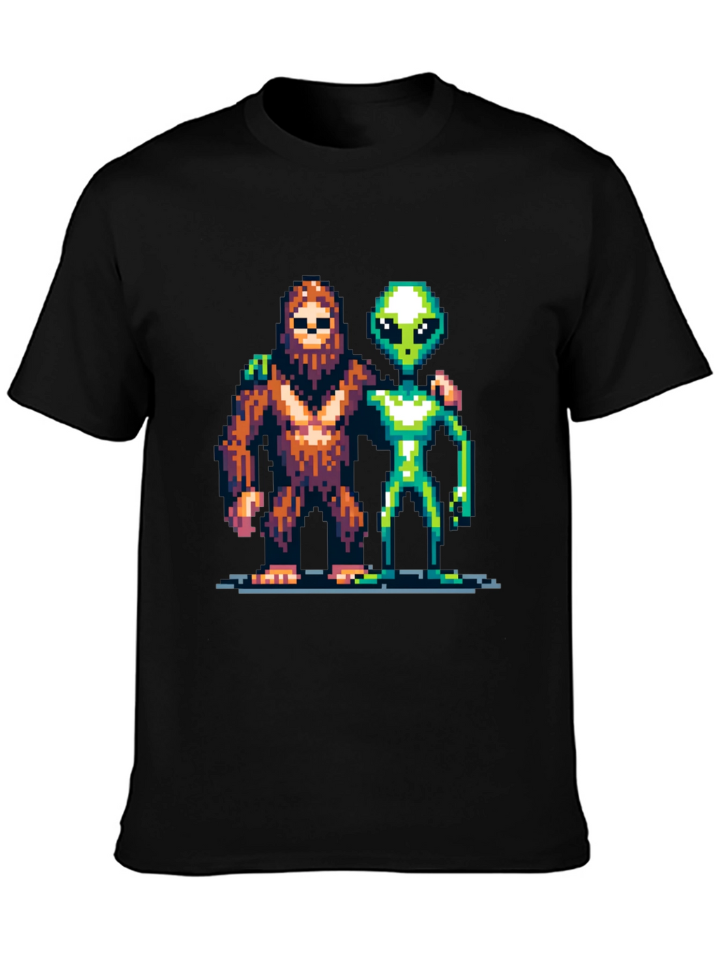 Pixel Bigfoot & Alien T-Shirt