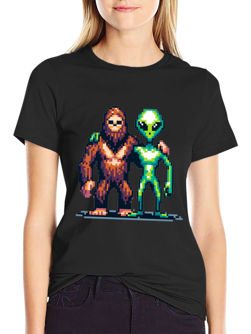 Pixel Bigfoot & Alien T-Shirt