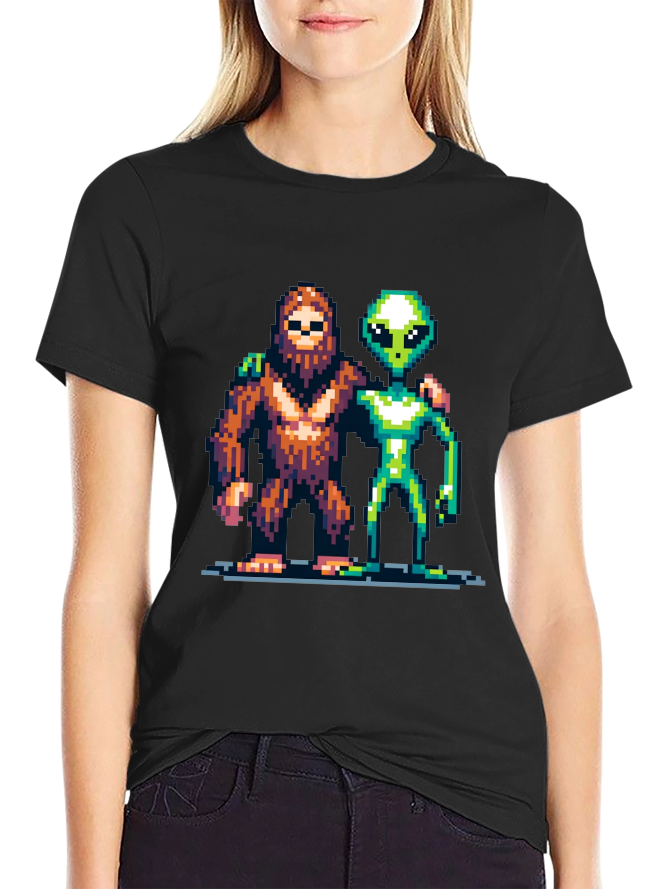 Pixel Bigfoot & Alien T-Shirt