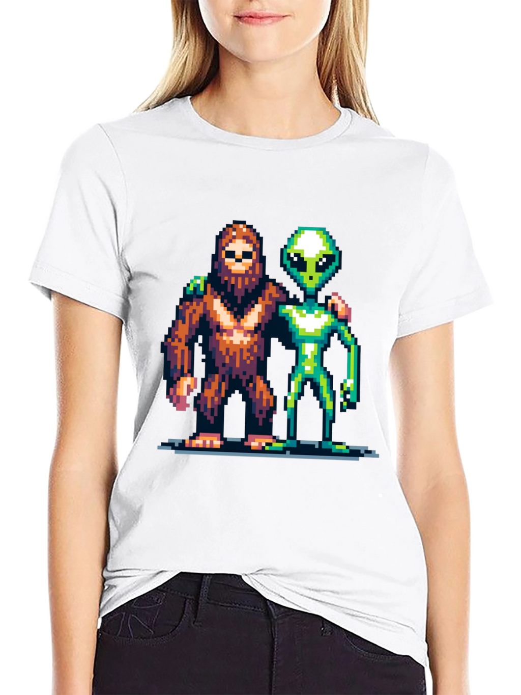 Pixel Bigfoot & Alien T-Shirt