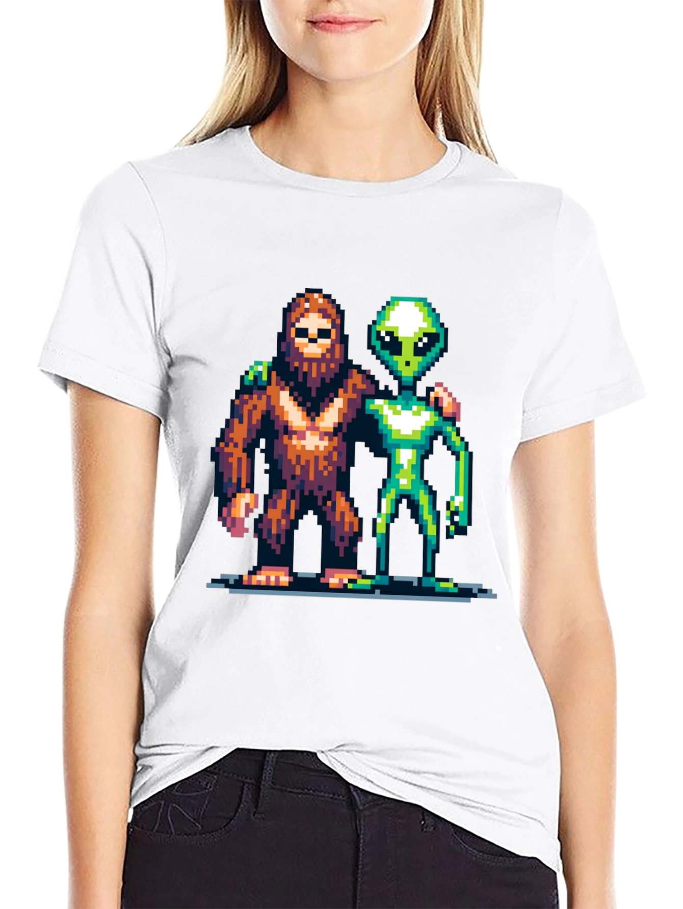 Pixel Bigfoot & Alien T-Shirt
