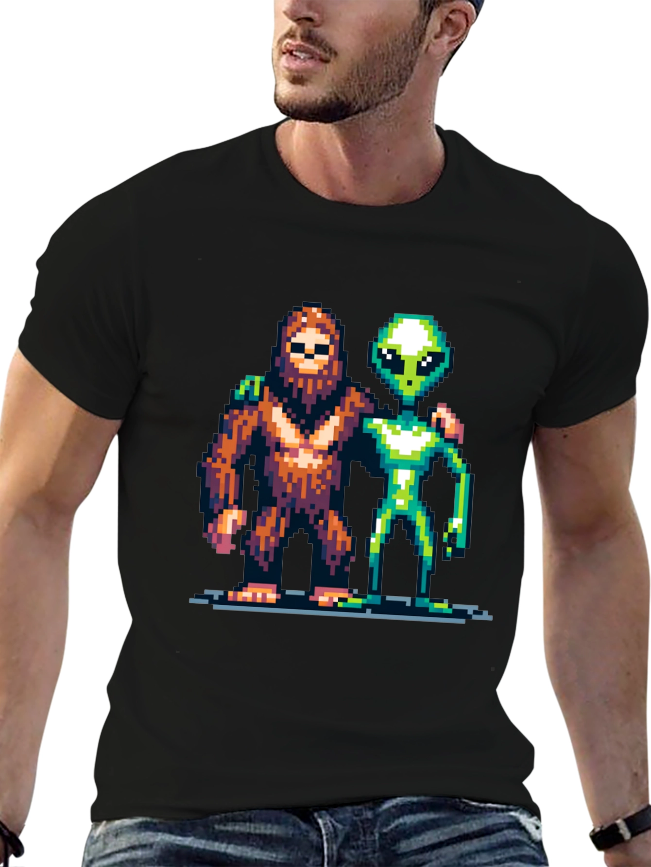 Pixel Bigfoot & Alien T-Shirt