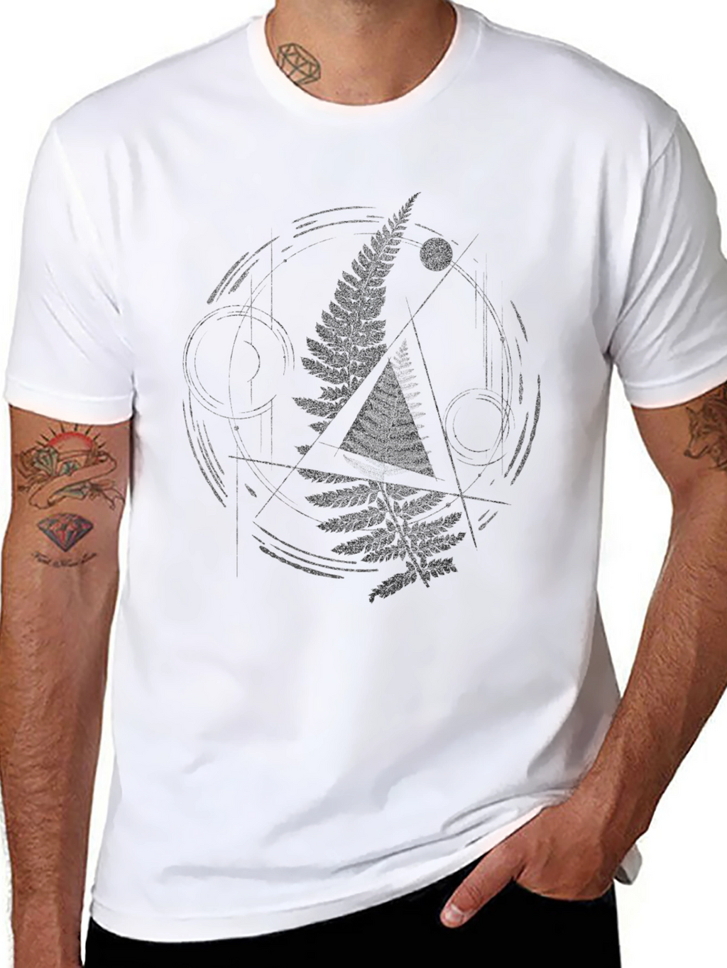 Fern Geometric Graphic Black T-Shirt