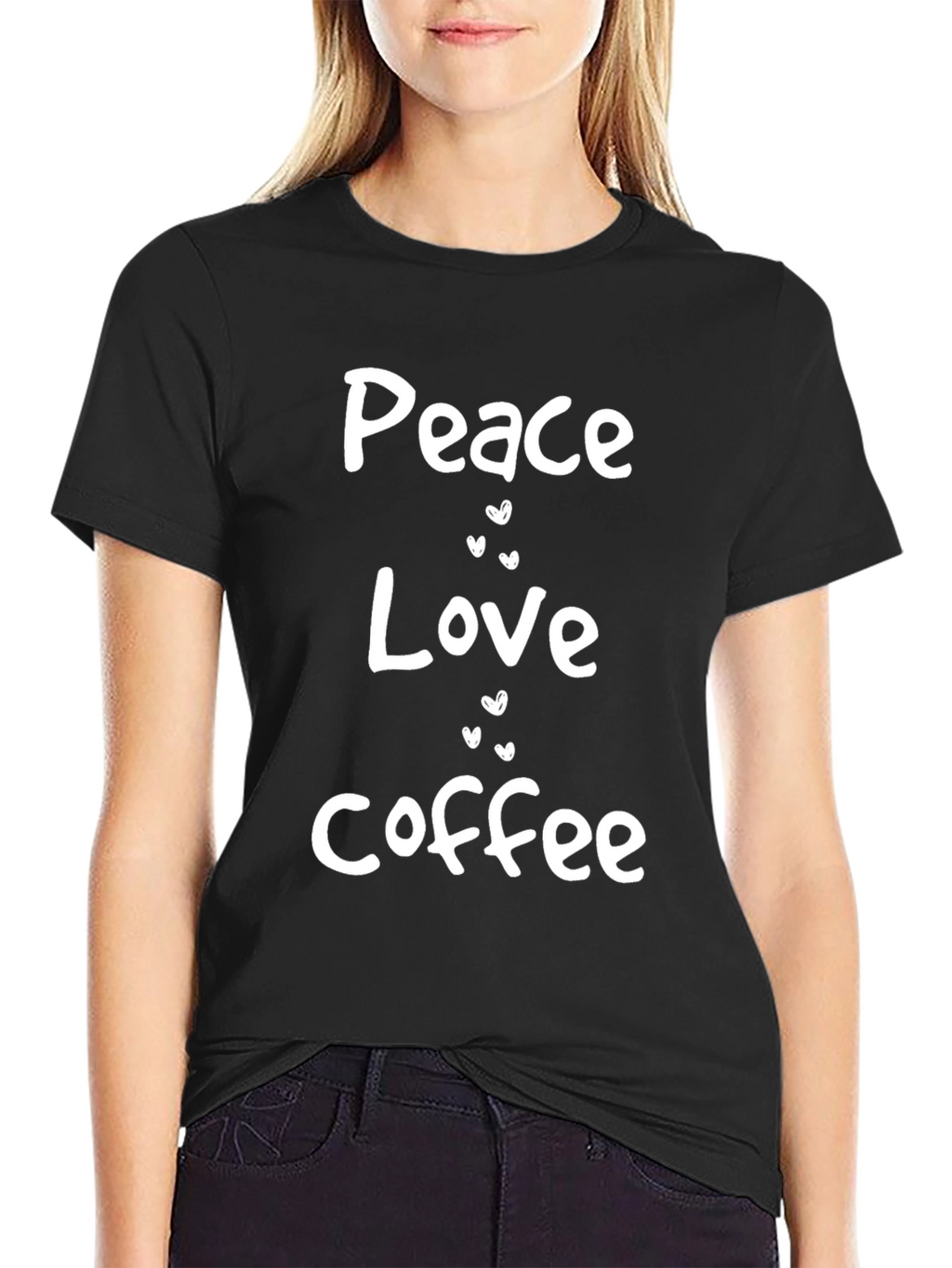 Peace Love Coffee Black Graphic T-Shirt