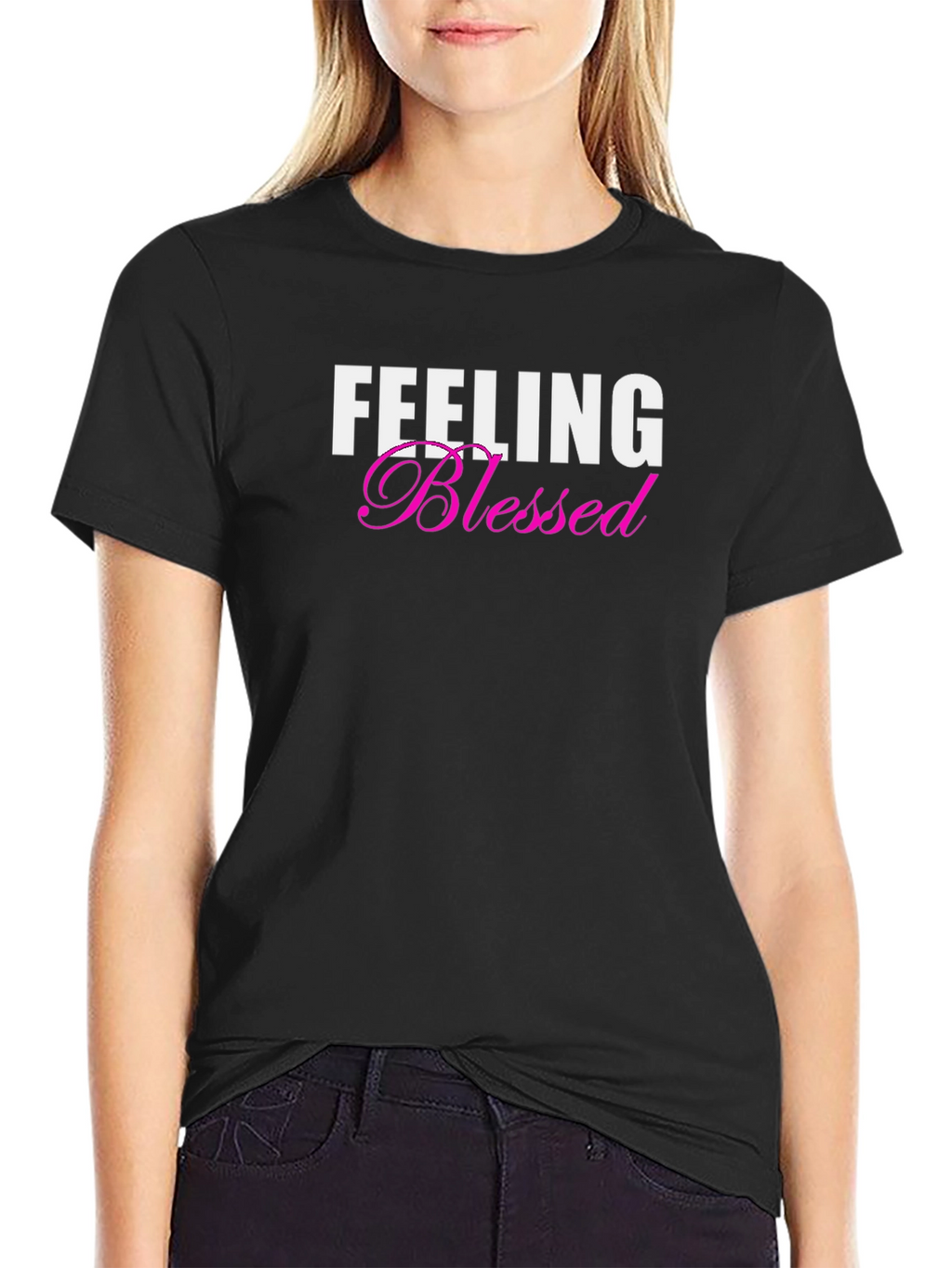 Feeling Blessed Graphic Tee - Black Short Sleeve