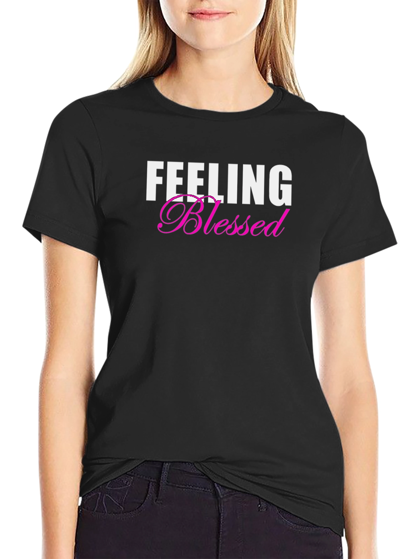 Feeling Blessed Graphic Tee - Black Short Sleeve