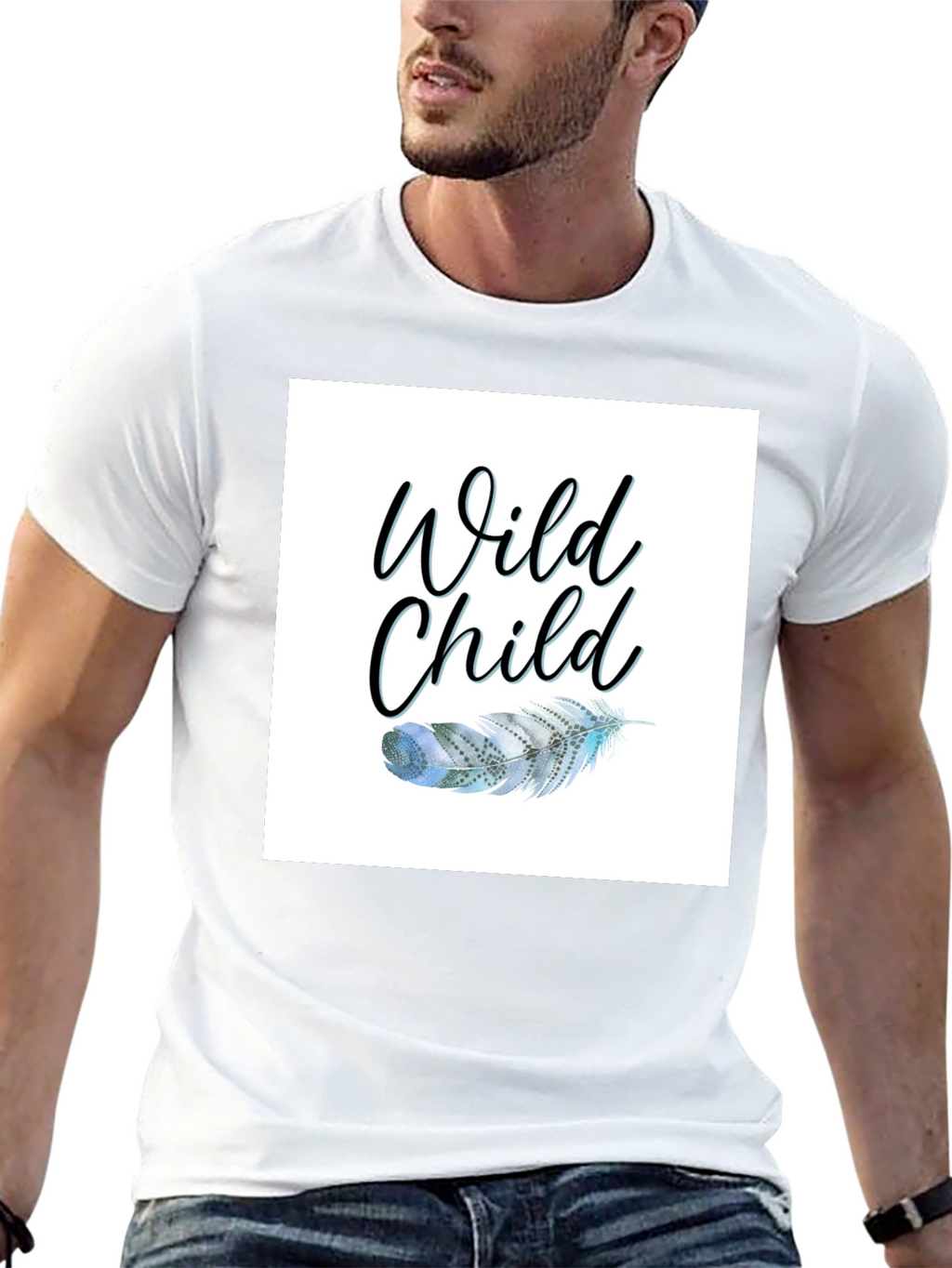 Wild Child Feather Graphic Black Tee
